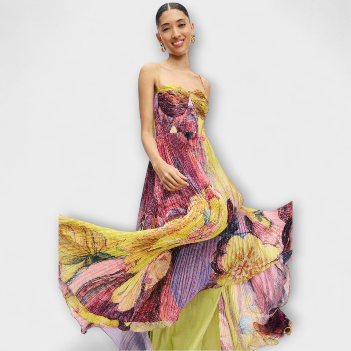 Kiara - Vestido maxi con un vibrante motivo Ikat