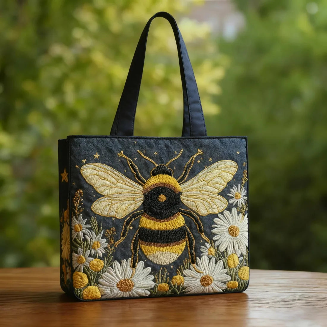 Abeja con Margaritas | Bolso Artesanal Acolchado