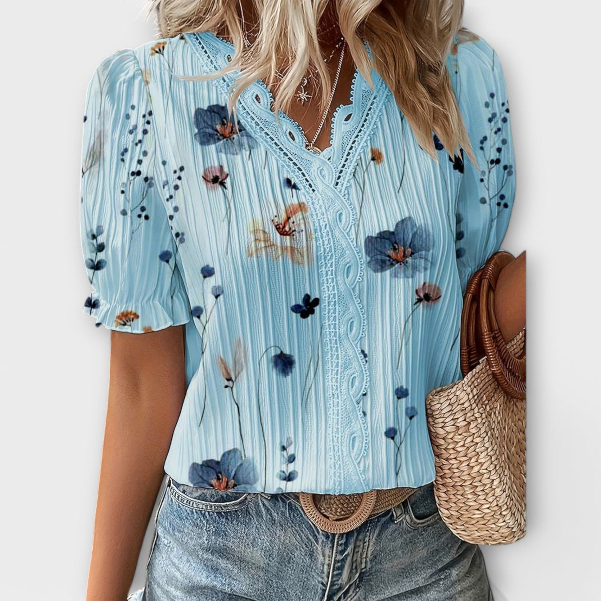 Emily - Blusa de moda con escote en V