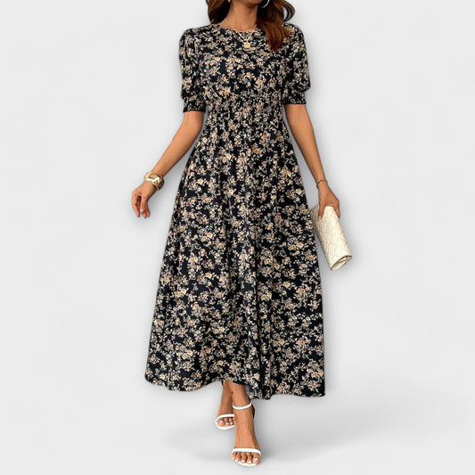 Amelia - Vestido con escote redondo y motivo floral