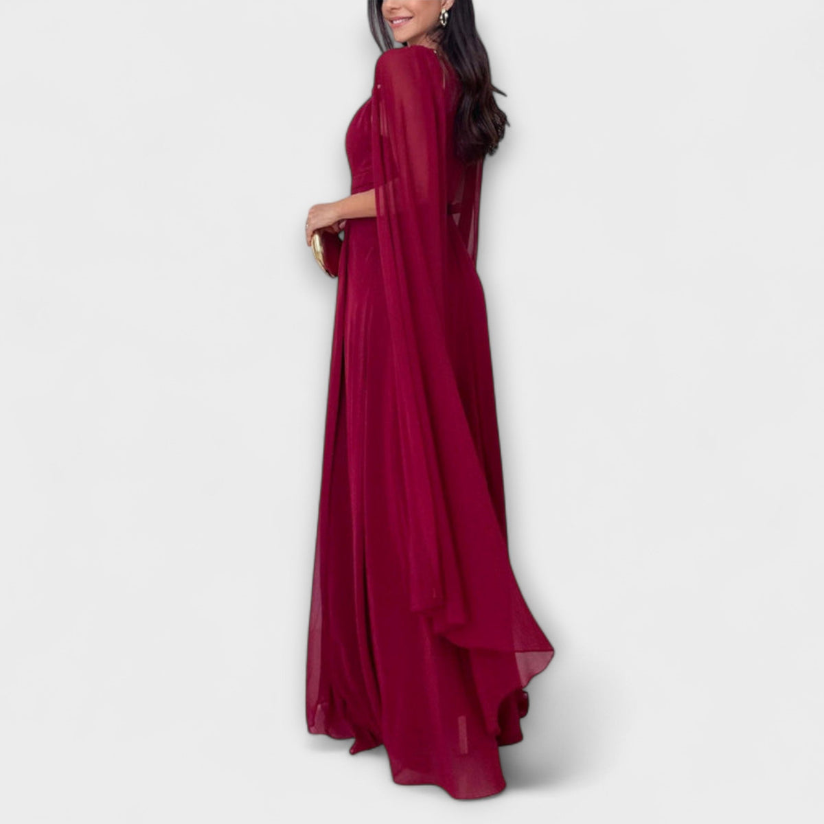 Mabel - Vestidos maxi elegantes con abrigo y abertura alta