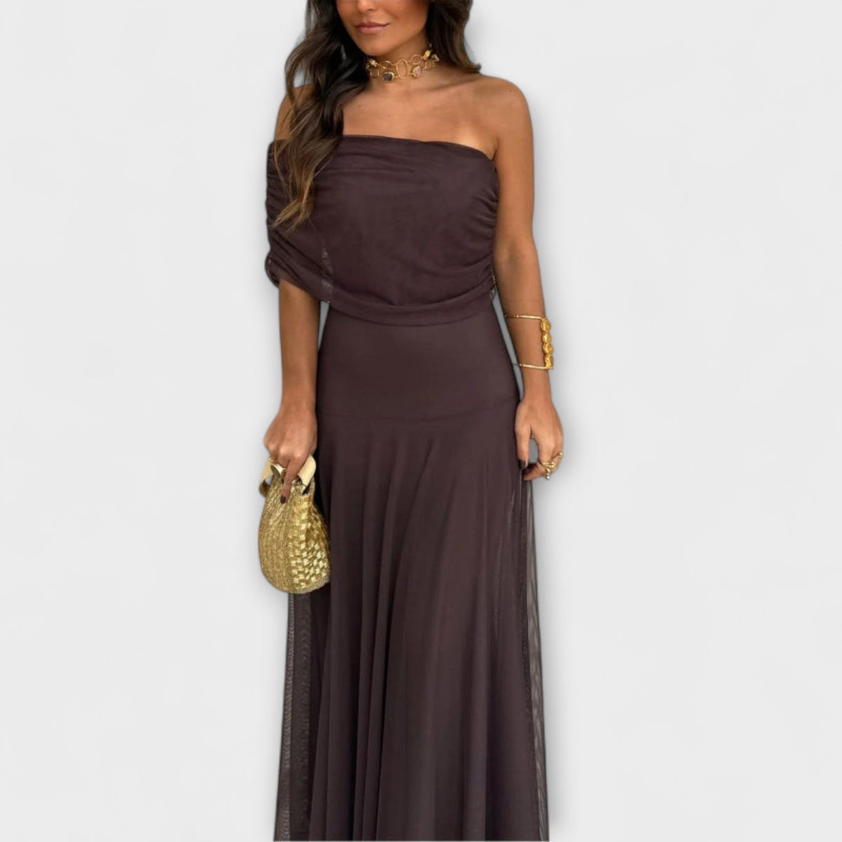 Louka - Vestido maxi Toledo de un solo hombro