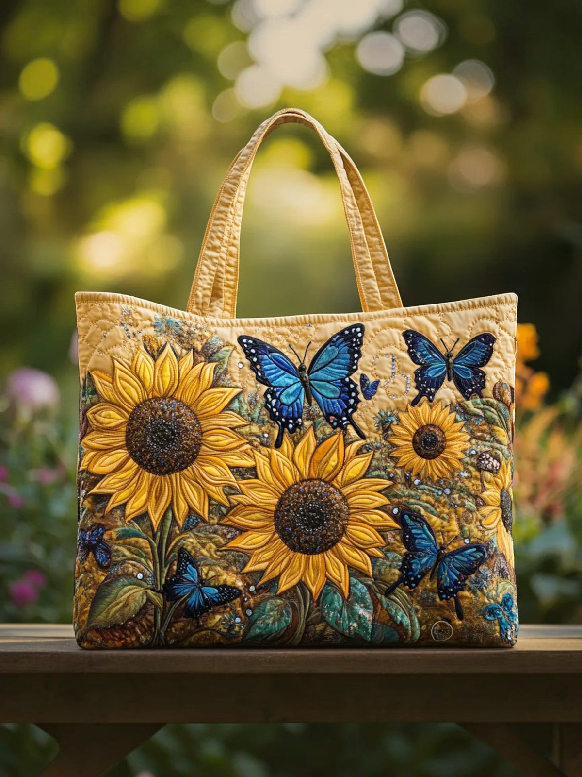 Girasoles y Mariposas | Bolso Artesanal Acolchado