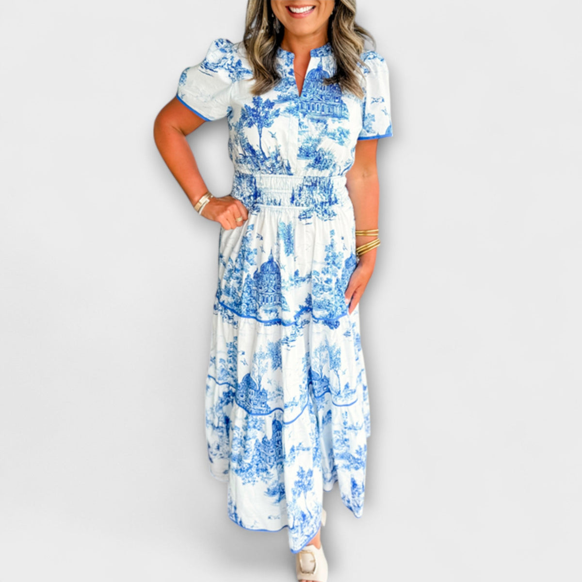 Eliza - Vestido maxi con motivo clásico
