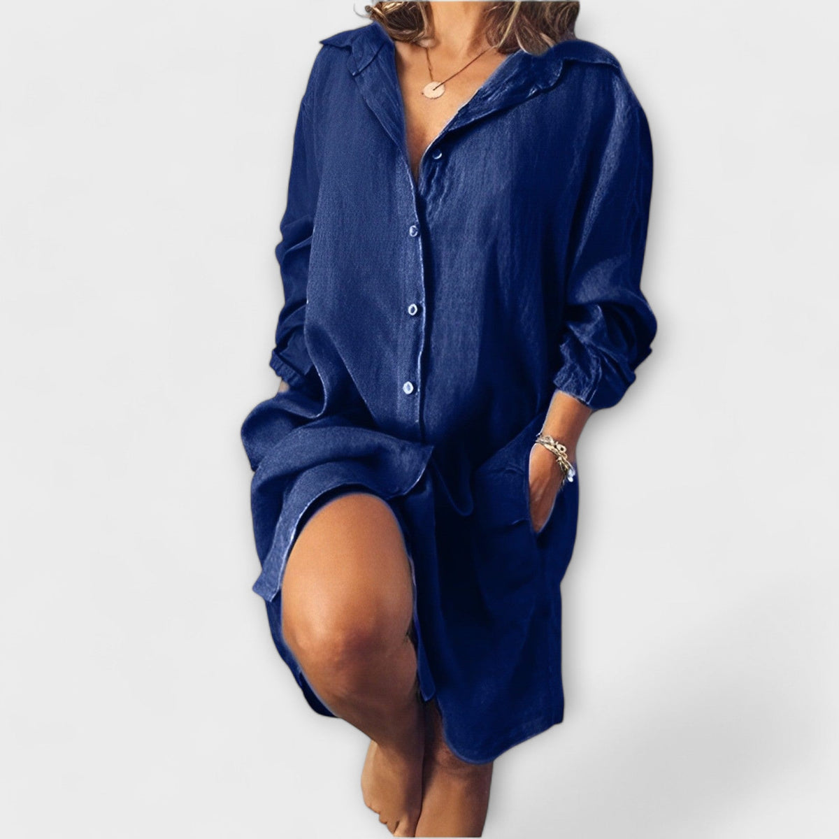 Blusa de lino ajustable para uso diario