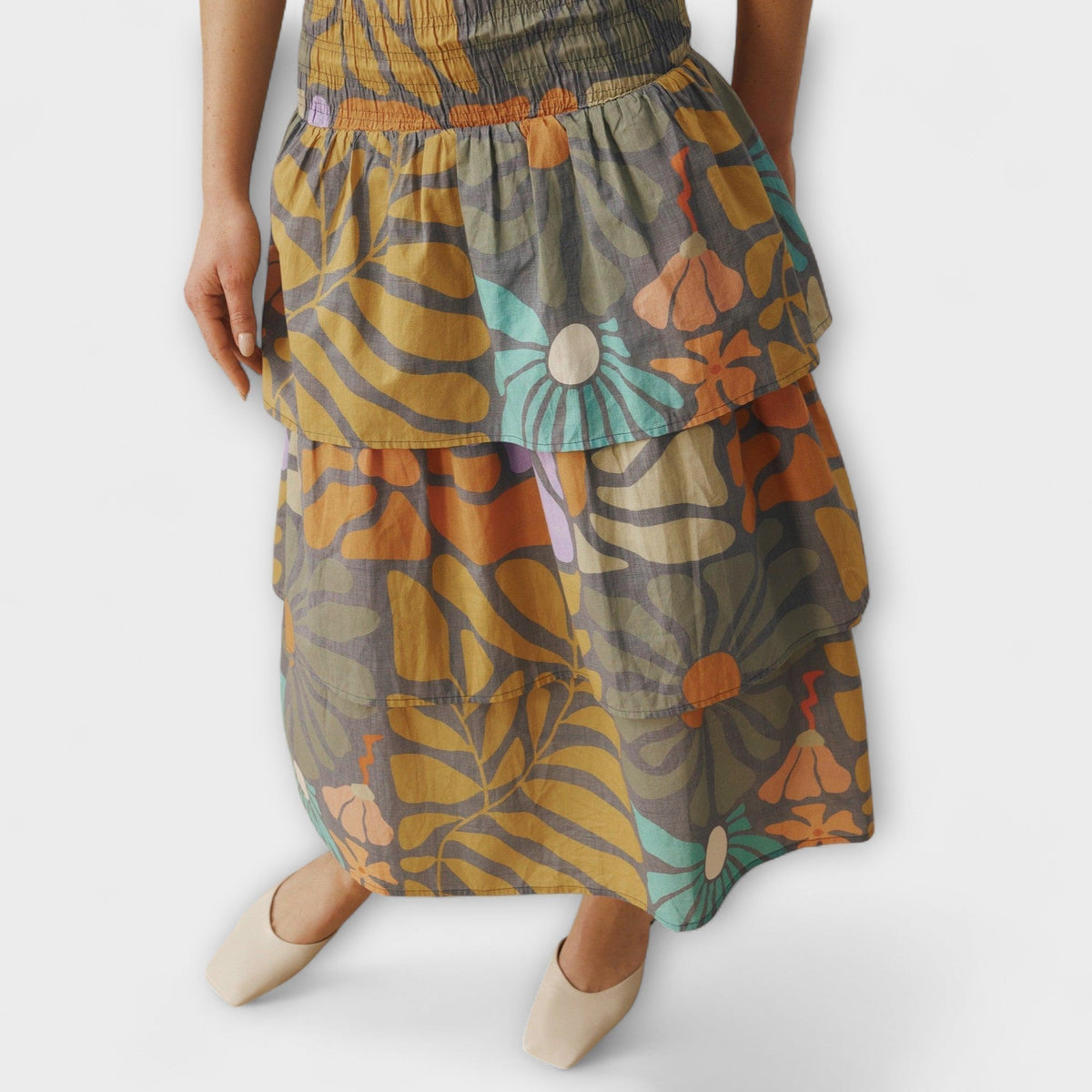 Vestido midi botánico multicolor