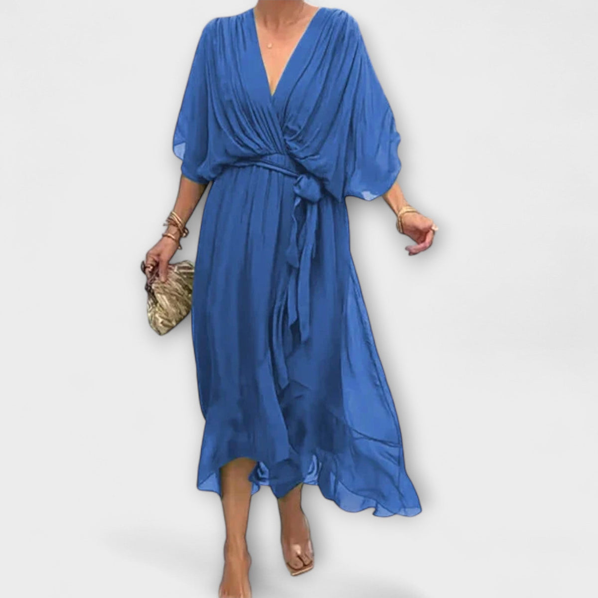 Amoura - Vestidos de chiffon con escote en V