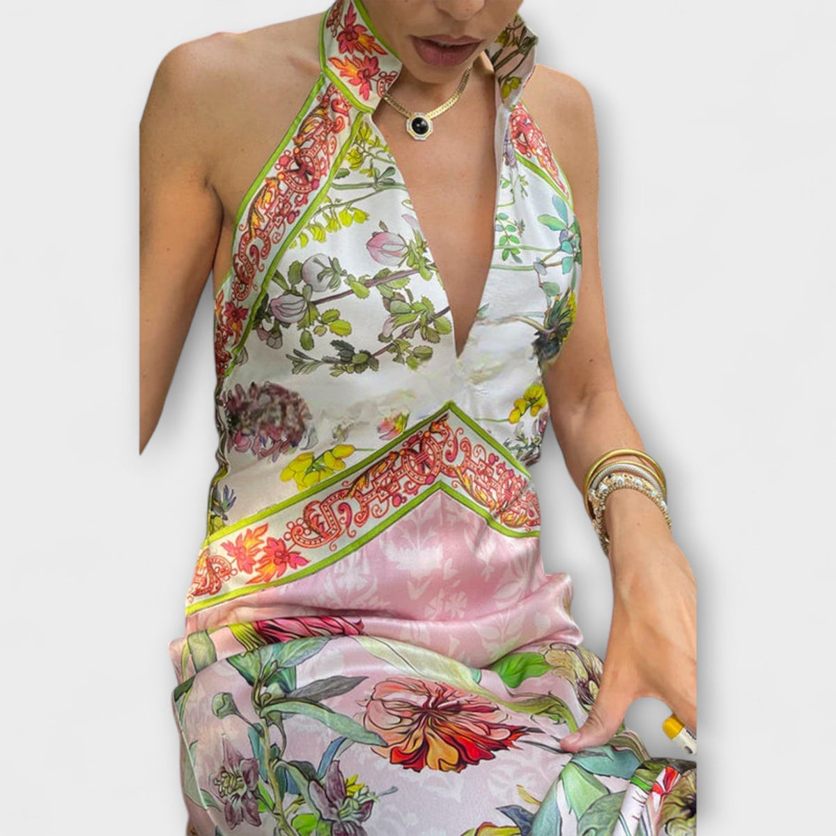 Ayla - Vestido maxi sin mangas con estampado floral