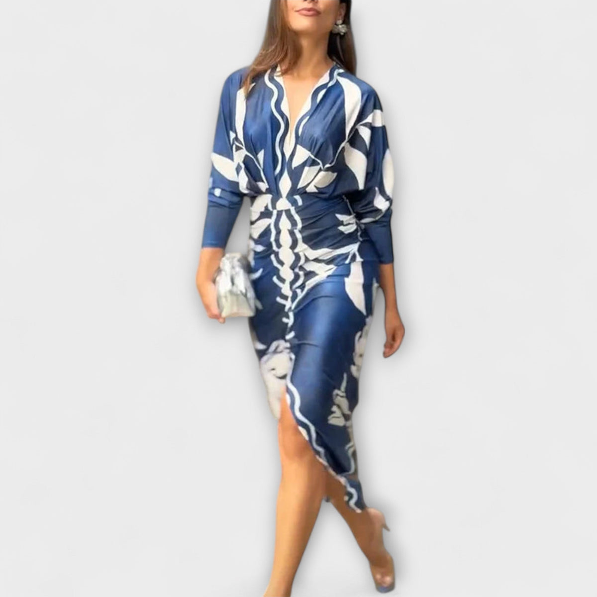 Cleo - Vestidos midi únicos con mangas dolman y motivo brasileño