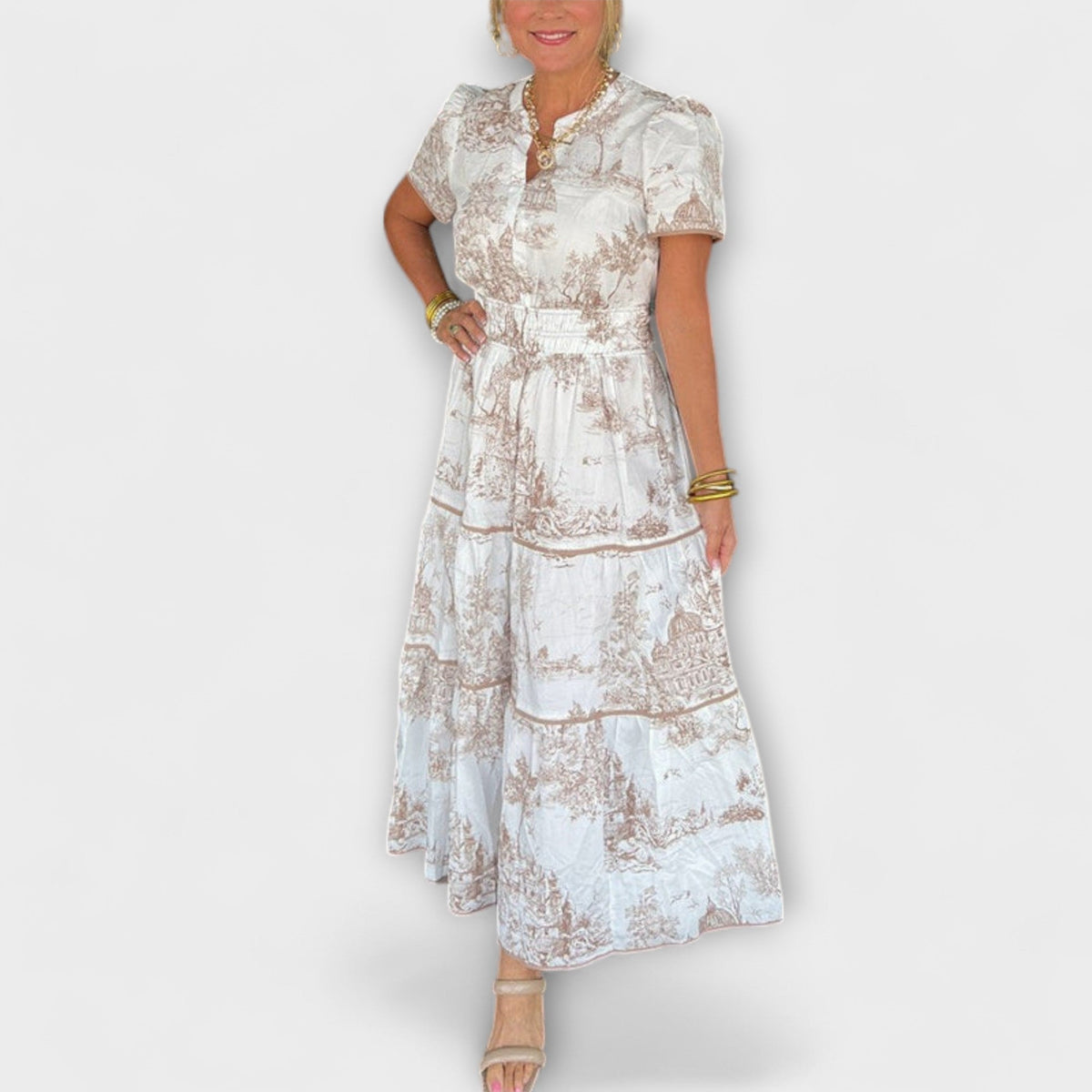 Eliza - Vestido maxi con motivo clásico