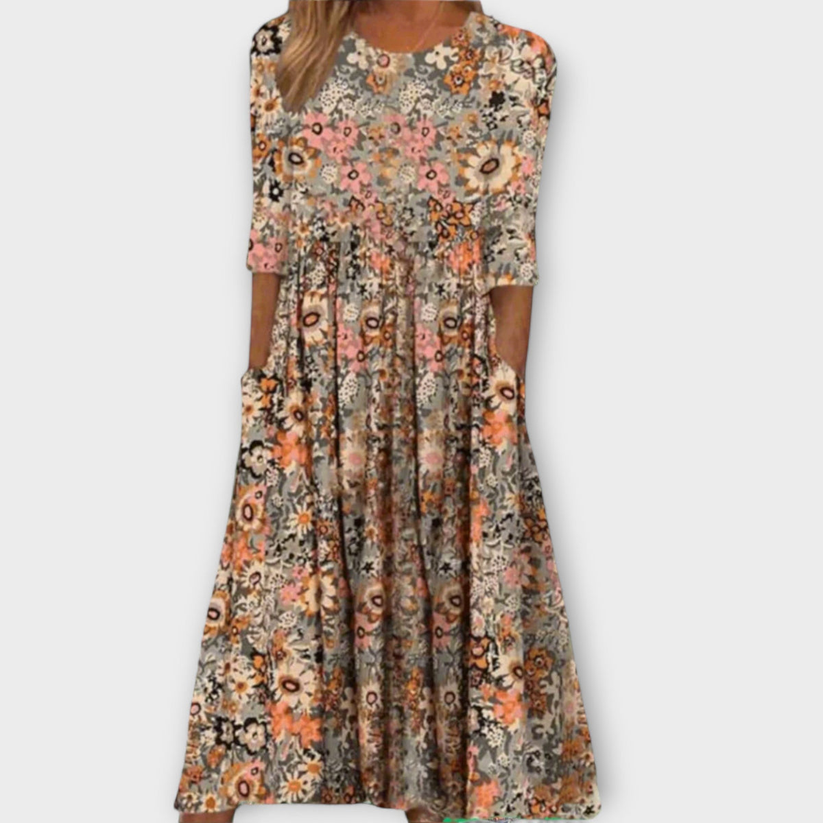 Paula - Vestidos florales elegantes de tejido premium