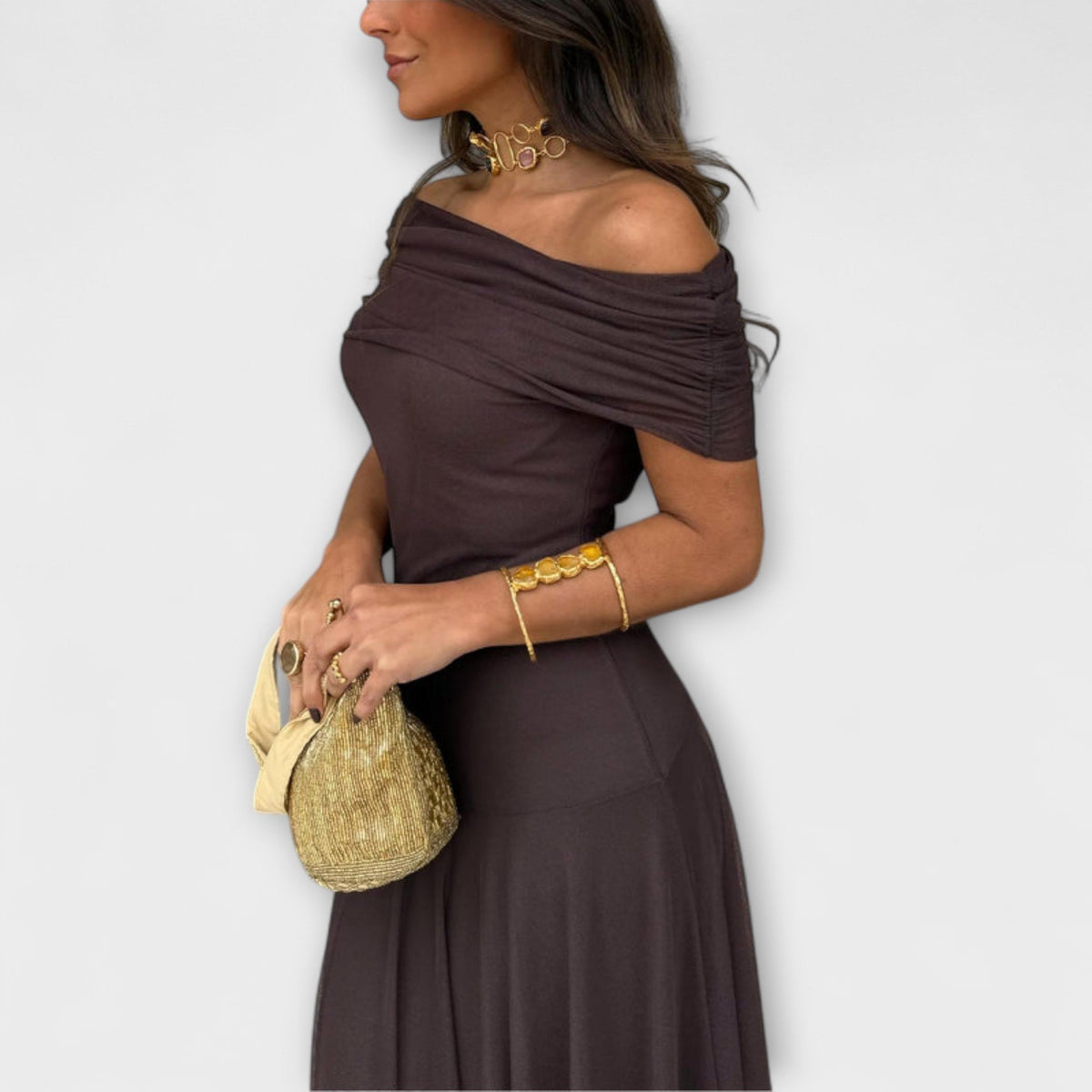 Louka - Vestido maxi Toledo de un solo hombro