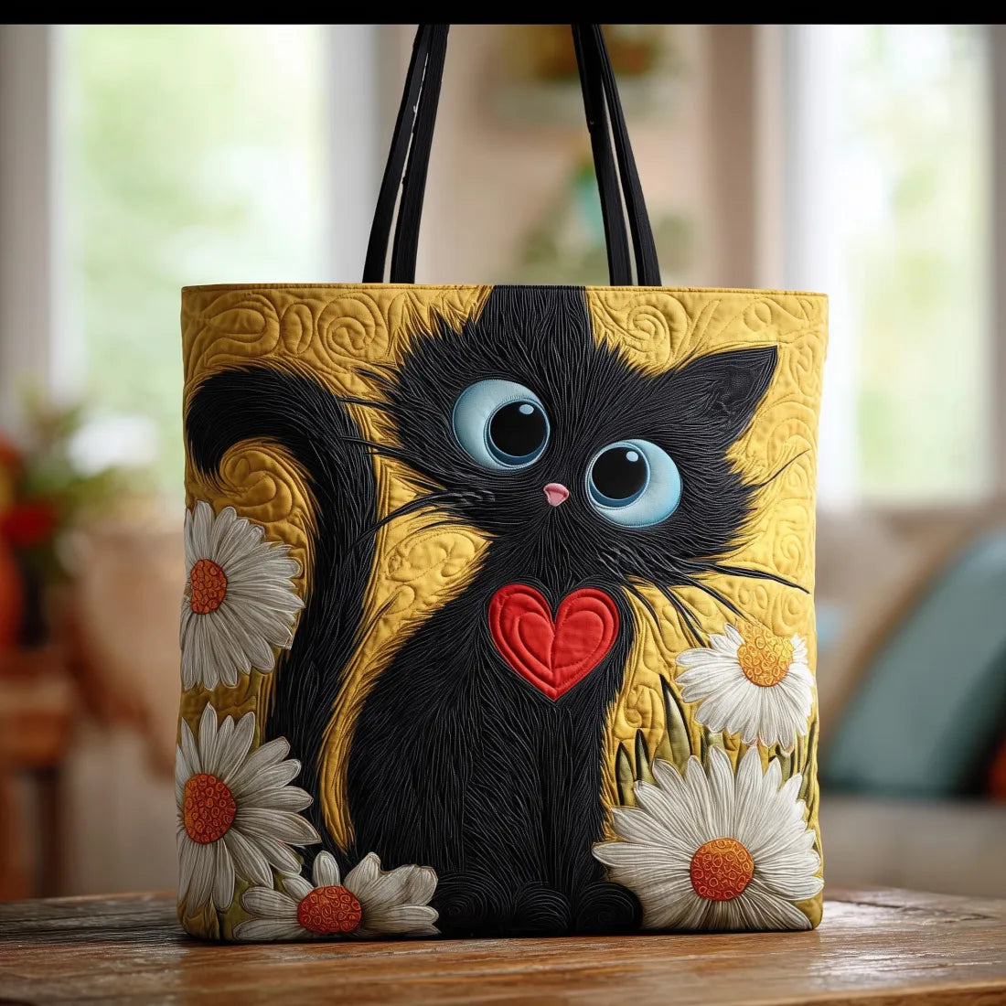 Gato y Margaritas | Bolso Artesanal Acolchado