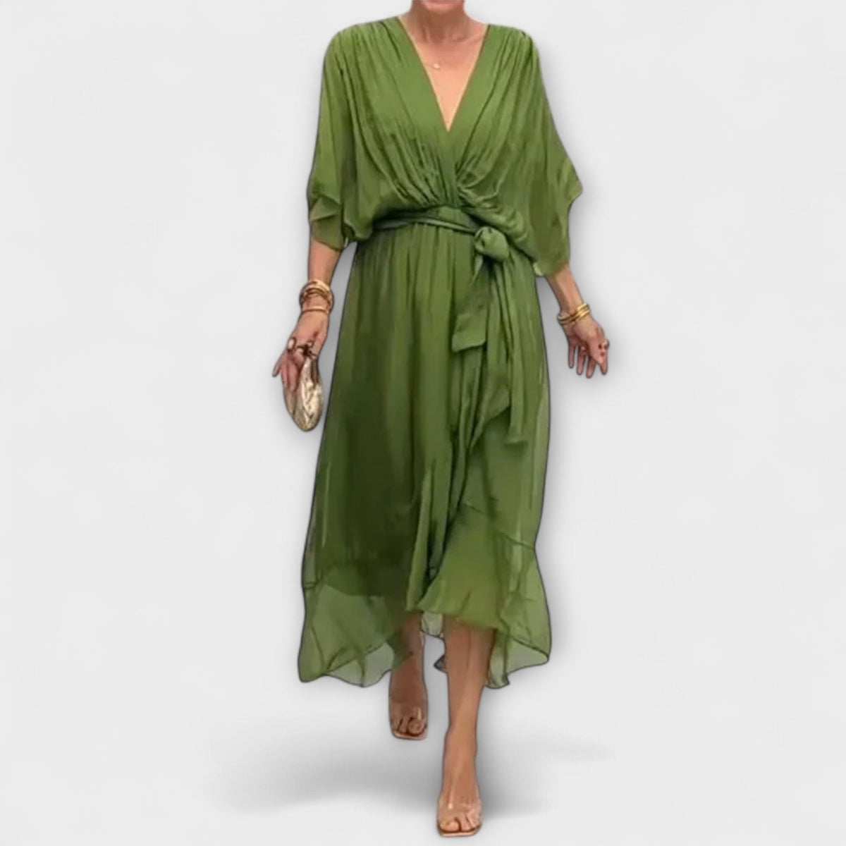 Amoura - Vestidos de chiffon con escote en V