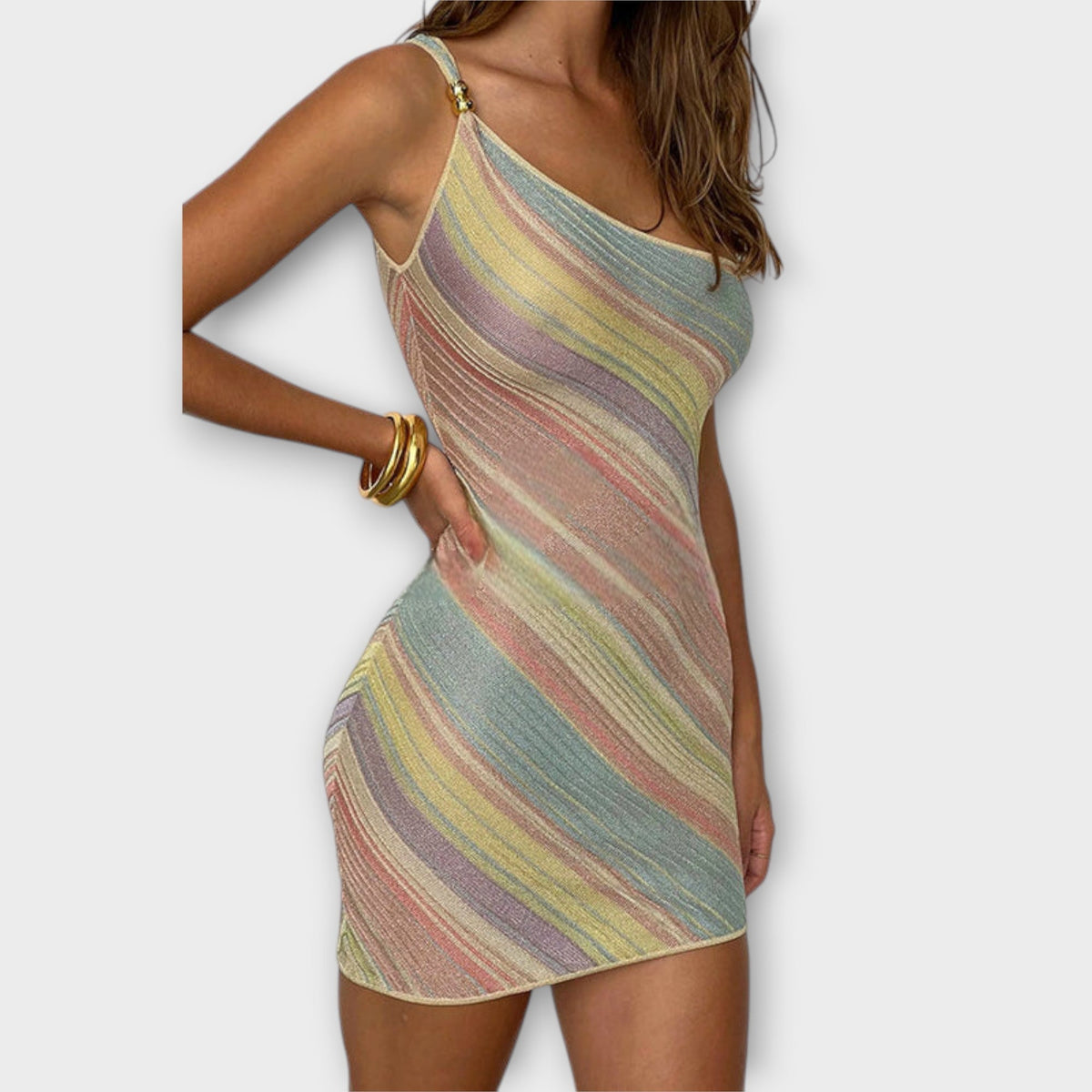 Kira - Vestido Mini Tendencia de Hombro Único