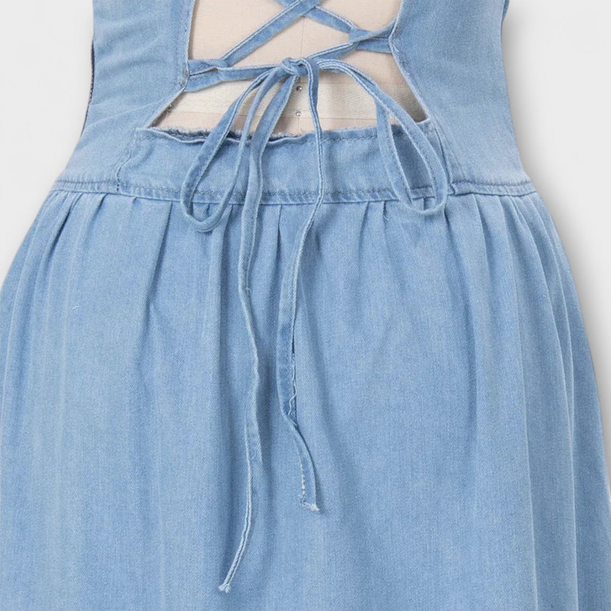 Lux - Vestido sin mangas en denim azul