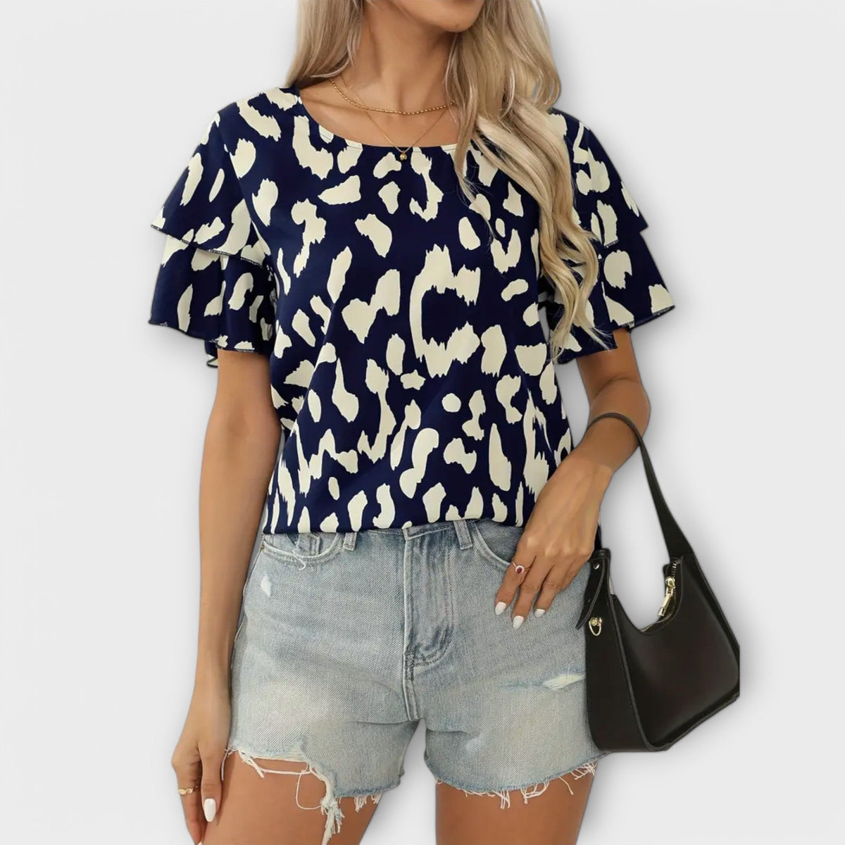 Evelyn - Blusa ajustable con cuello redondo