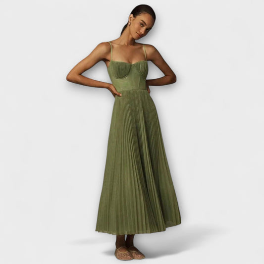 Marilyn - Vestido Midi de Tul Rizado con Bustier