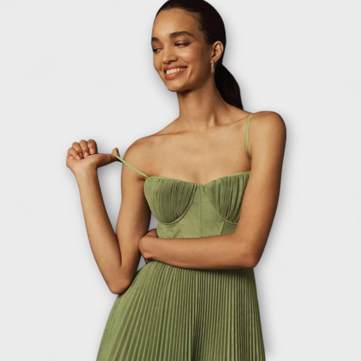 Marilyn - Vestido Midi de Tul Rizado con Bustier