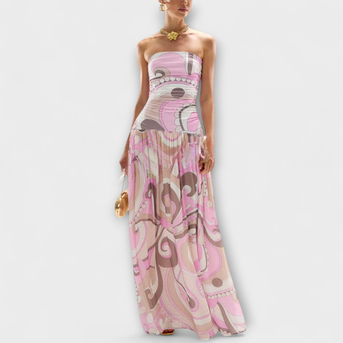 Tatum - Maravillosos vestidos maxi en tonos pastel con hombros al descubierto