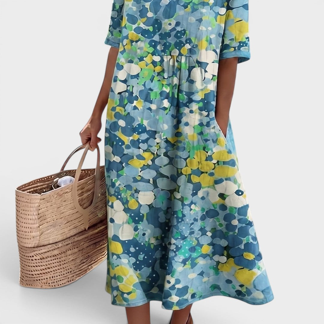 Hélène | Elegante vestido midi floral de verano