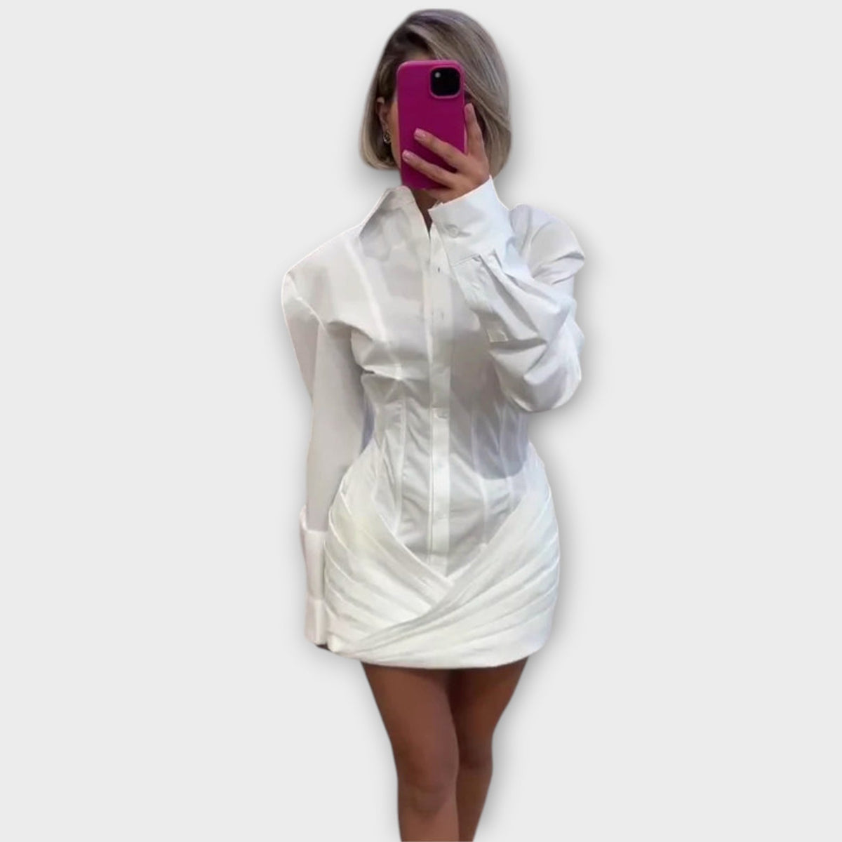 Indie - Vestidos blancos plisados de manga larga