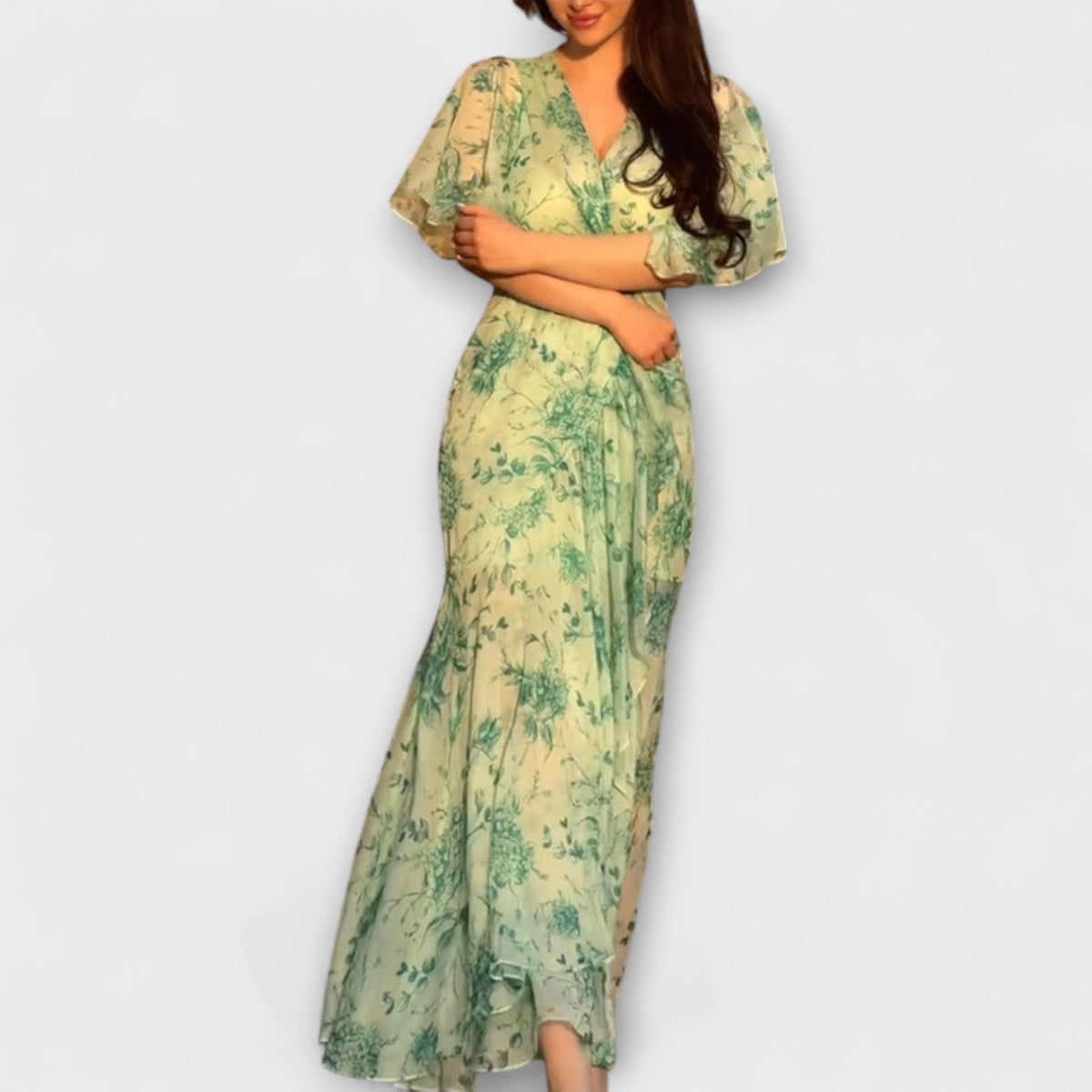 Lana - Vestidos florales elegantes con escote en V
