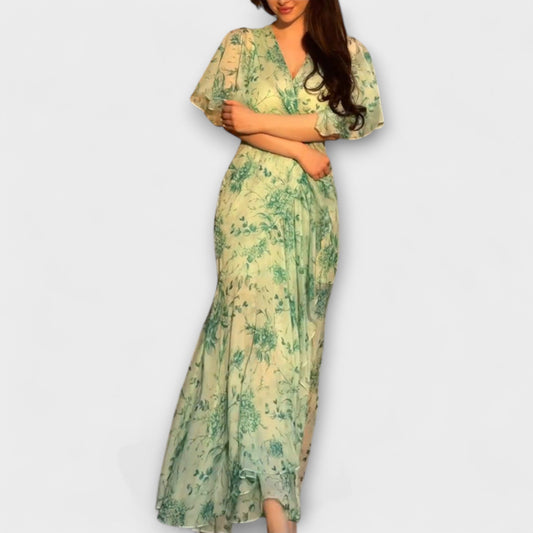 Lana - Vestidos florales elegantes con escote en V