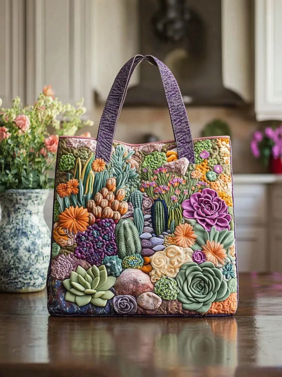 Jardín de Suculentas | Bolso Artesanal Acolchado