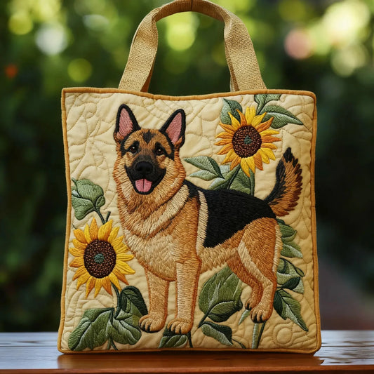 Pastor Alemán y Flores | Bolso Artesanal Acolchado