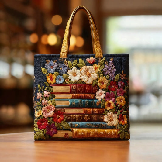 Flores y Libros | Bolso Artesanal Acolchado