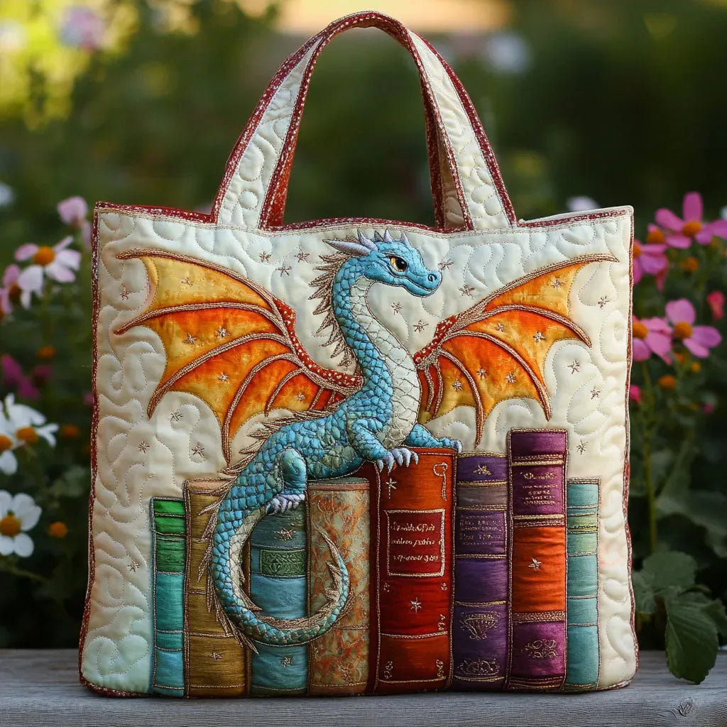 Dragón Guardián de Libros | Bolso Artesanal Acolchado
