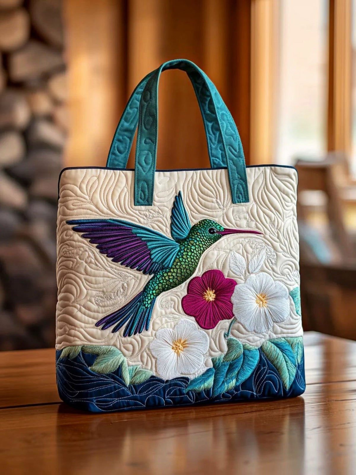 Colibrí y Flor | Bolso Artesanal Acolchado