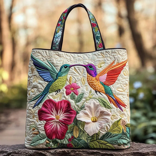 Colibrí y Flores | Bolso Artesanal Acolchado