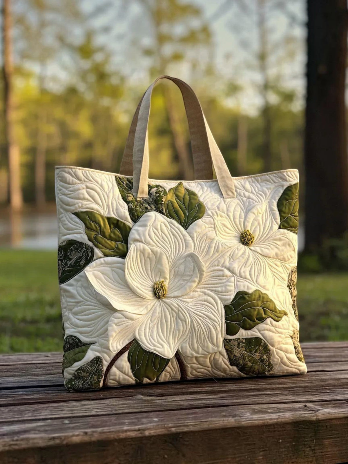 Lirios Blancos | Bolso Artesanal Acolchado
