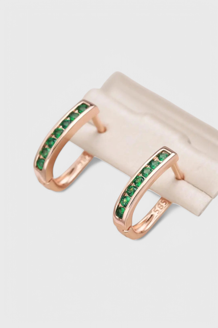 Pendientes de Aro de Esmeralda y Diamante en Oro