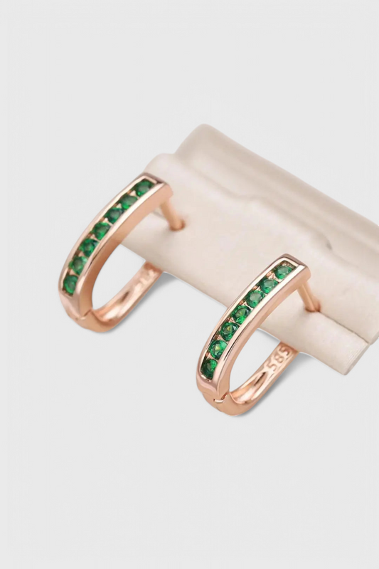 Pendientes de Aro de Esmeralda y Diamante en Oro