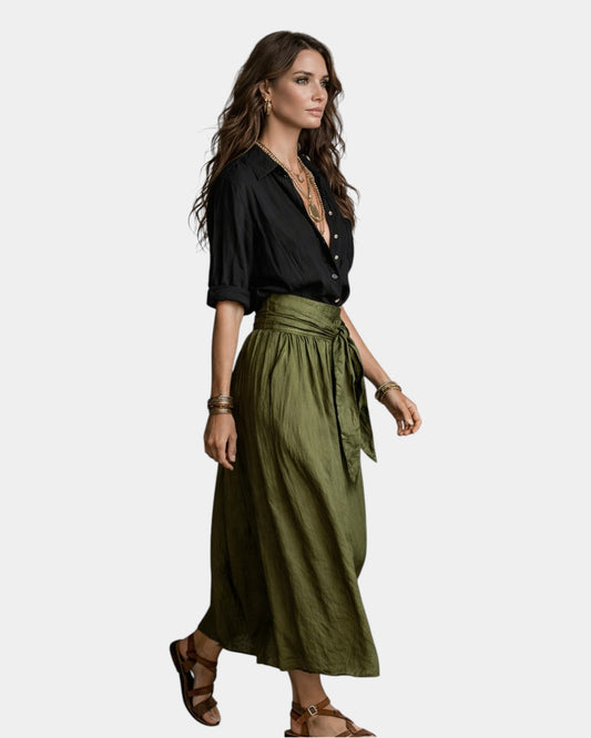 Dione| Falda midi + camisa negra de regalo