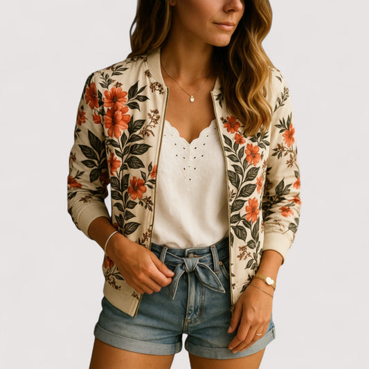 Lidia™ | Chaqueta bomber elegante con motivo floral