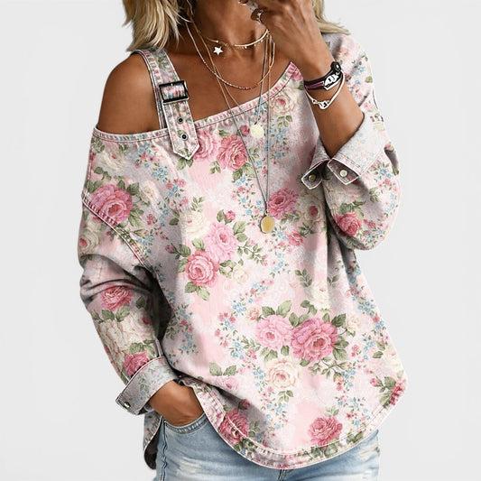 Mirna | Blusa de mezclilla con flores