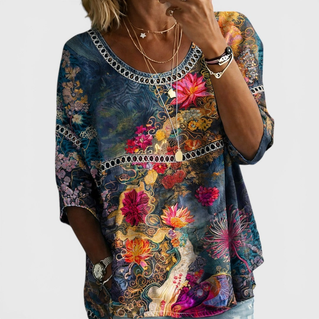 Lea | Camisa de mezclilla floral