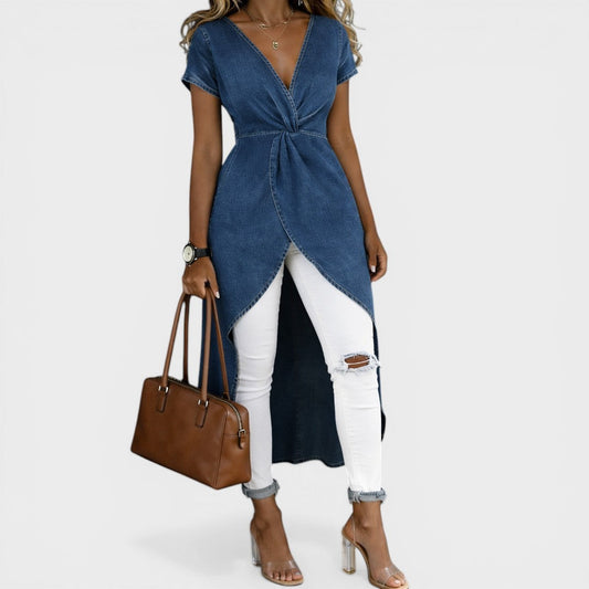 Mia | Top de denim con escote en V