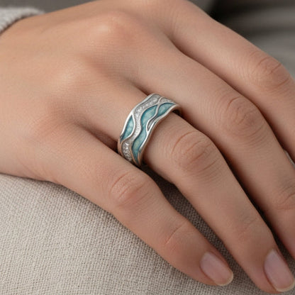 Regina™ | Anillo de Olas con Turquesa