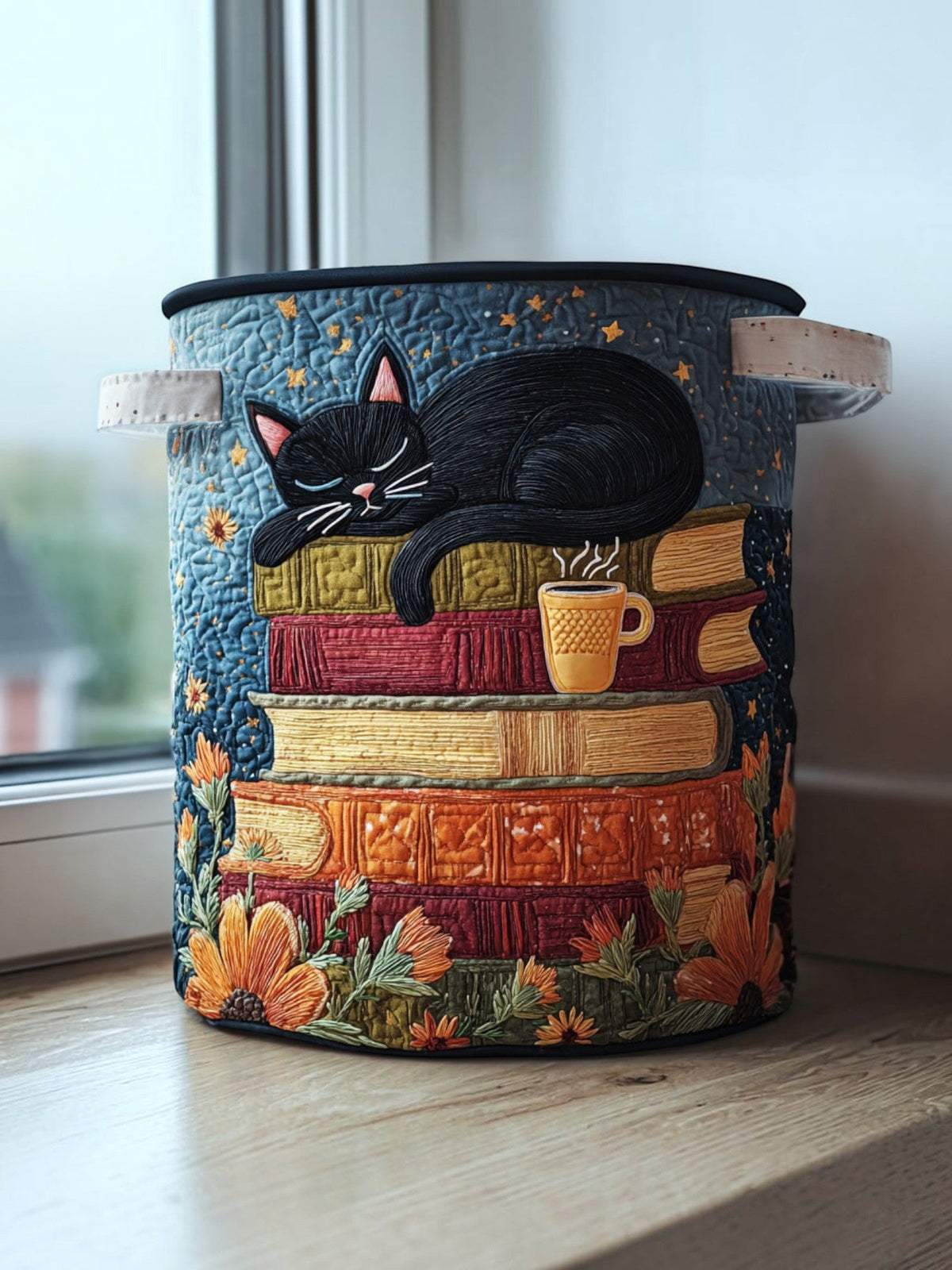 Gato Curioso | Cesta de Almacenaje Acolchada