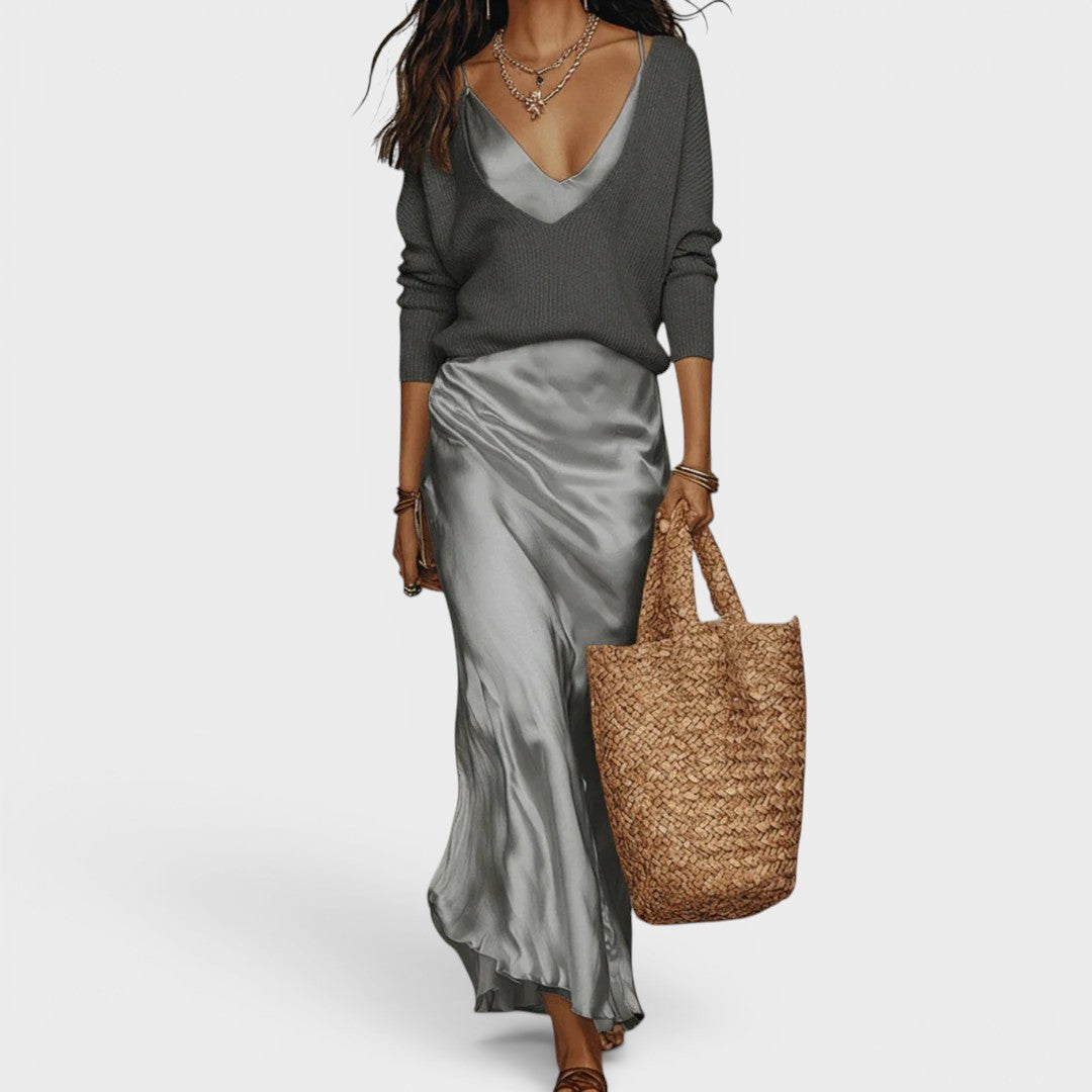 Oriane™ | Vestido midi satinado elegante