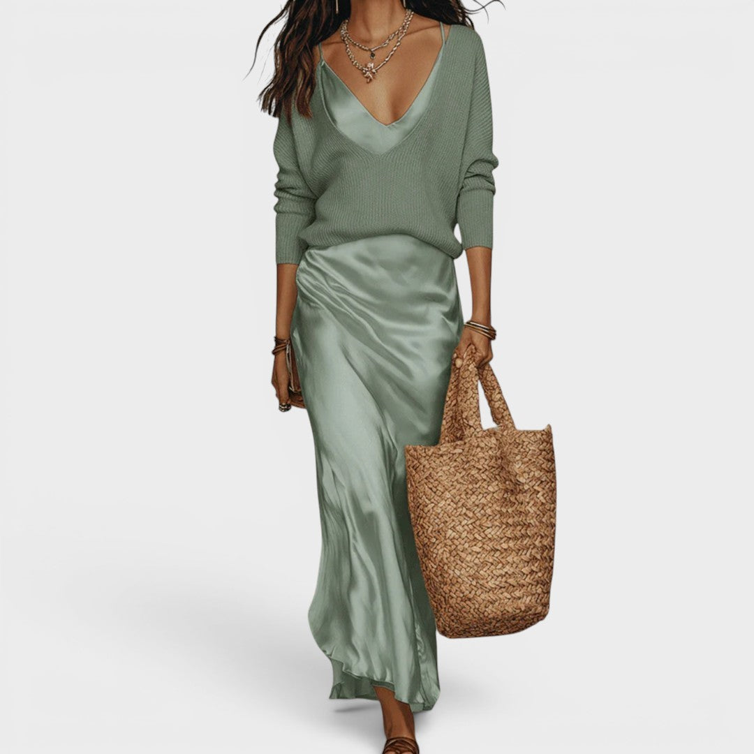 Oriane™ | Vestido midi satinado elegante