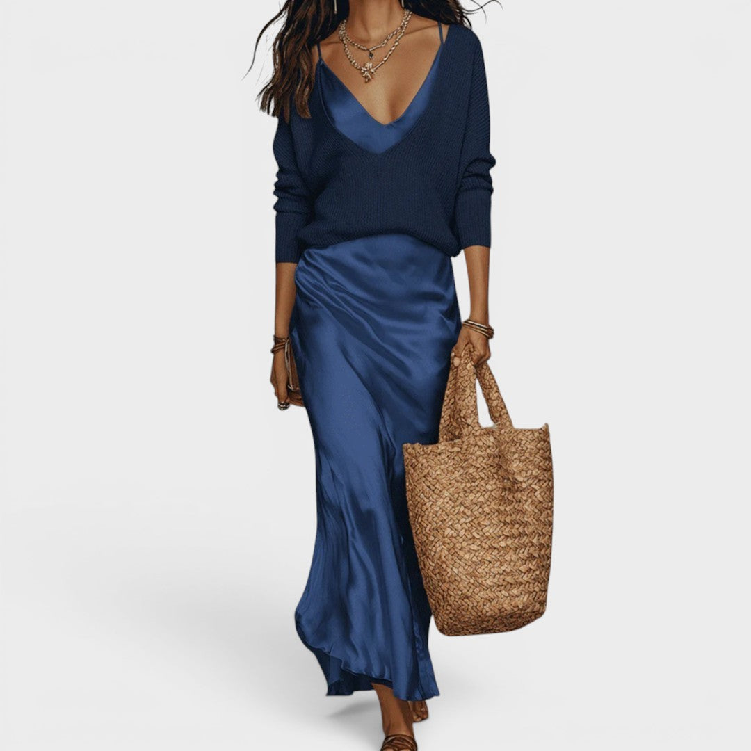 Oriane™ | Vestido midi satinado elegante