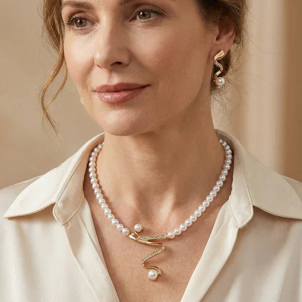 Almudena™ | Set de Collar y Pendientes con Perlas