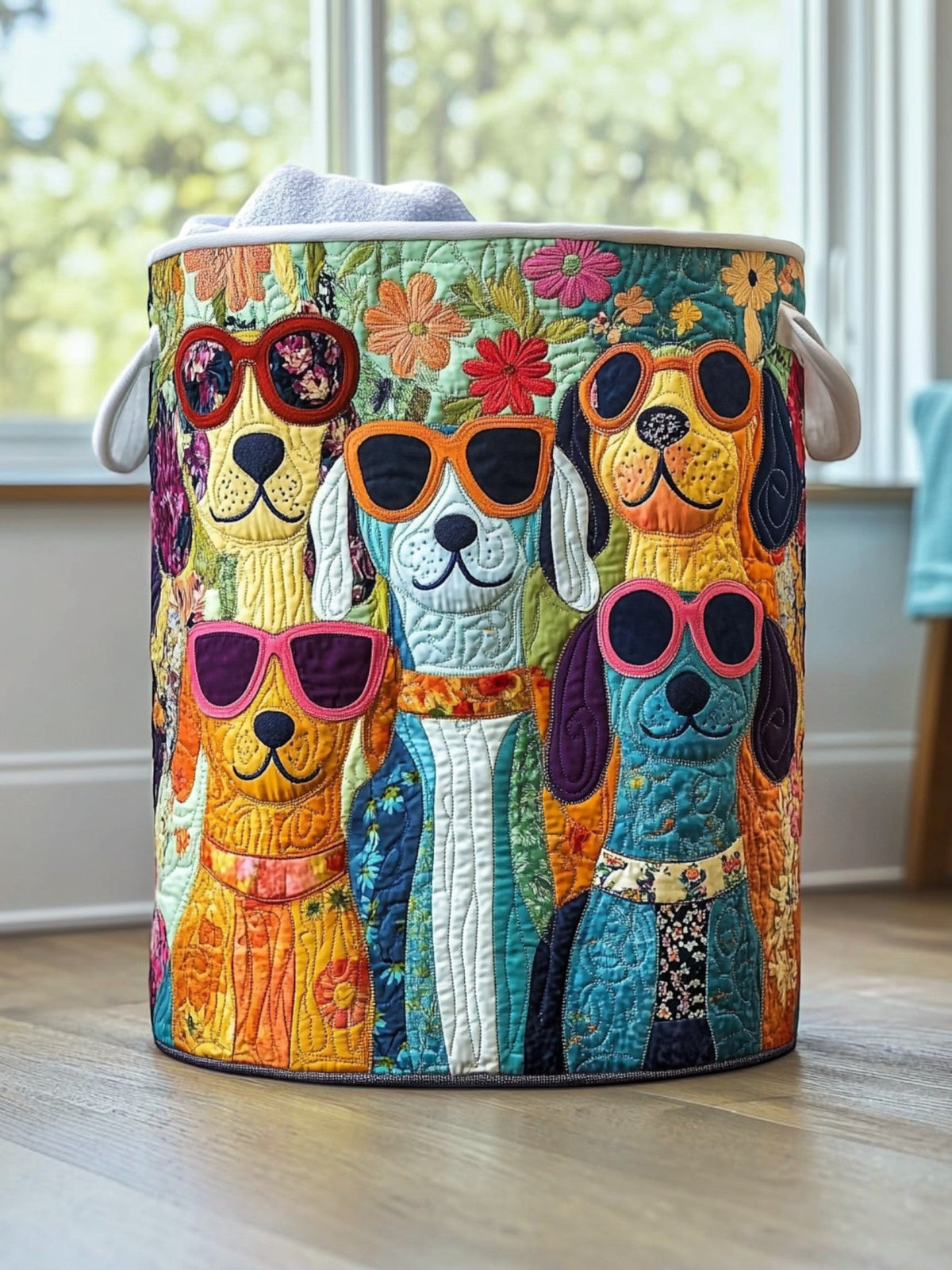Perros Felices | Cesta de Almacenaje Acolchada