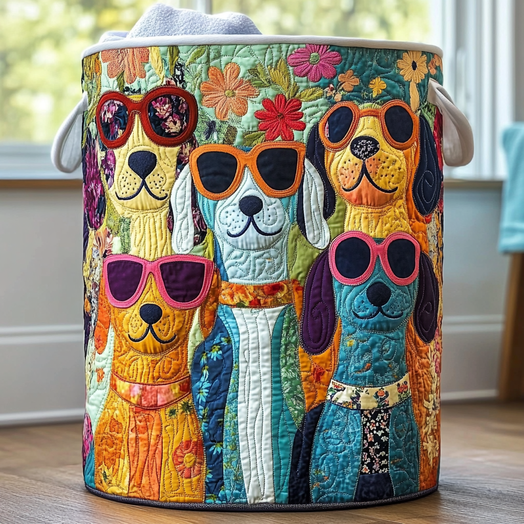 Perros Felices | Cesta de Almacenaje Acolchada